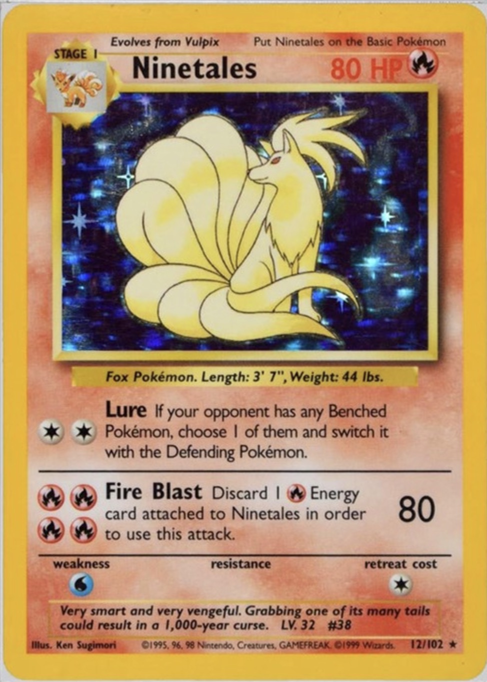 Base set Ninetales Black Flame on Unlimited Holo: Normal Version