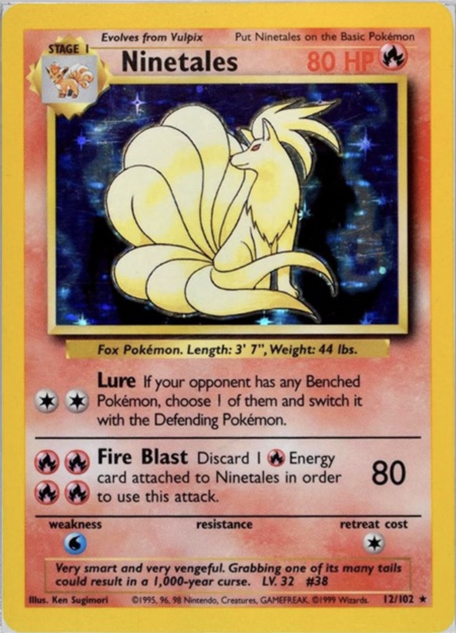 Base set Ninetales Black Flame on Unlimited Holo: Rare Version